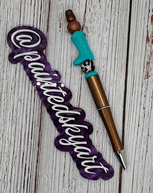 Turquoise Western Boot Beaded Pen